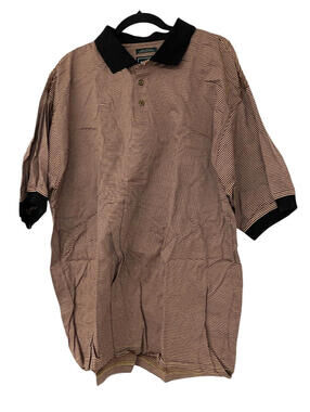 Bollé Mens Golf Polo Shirt Brown Size XL Micro Striped Performance Short Sleeve